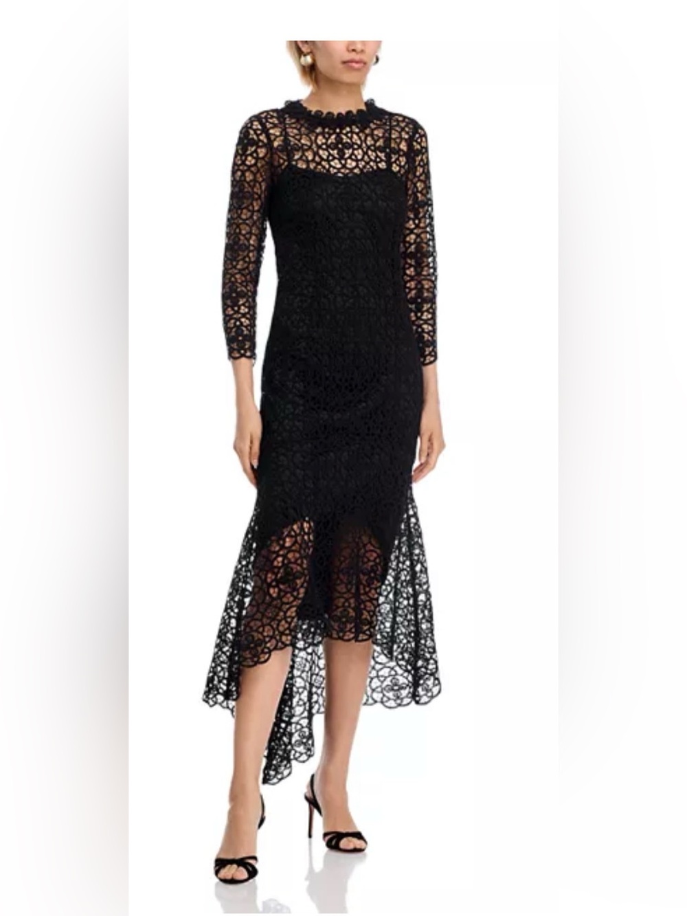 Teri Jon by Rickie Freeman Stretch Crochet Maxi Dress NWOT $550 size 8